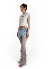 アシメトリックボタンミニスカート / ASYMMETRIC BUTTON MINI SKIRT (BRIGHT DENIM)