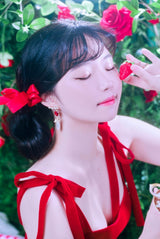 ハートラブウィングイヤリング / Red Heart Love Wing Earring