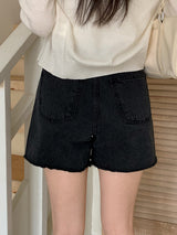 薄手フィットカットカプリスリットデニムパンツ(2color)