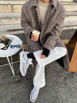 White wide long denim pants