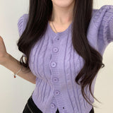 ボタンドフロントクロップニットカーディガン