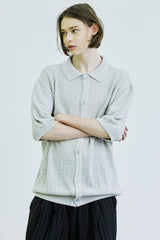 バンピーダイアモンドニットハーフカーディガン/bumpy diamond knited half cardigan gray