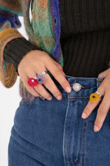 Chubby heart pendant surgical open ring (red)チャビーハートペンダントサージカルオープンリング/