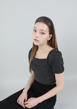 ストライプパフTシャツ / Stripe Puff T-shirt Black