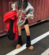 [UNISEX] ハートレターリングオーバーサイズフィットスウェットシャツ