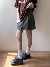 ナインビジョーポケットカーゴナイロンミニスカート/Naing Bijo Pocket Cargo Nylon Mini Skirt