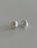 [92.5silver] matt circle one-touch earrings (2sizes)