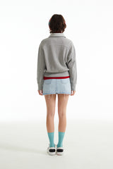 チェリープラネットデニムスカート / CHERRY PLANT DENIM SKIRT [LIGHT BLUE]
