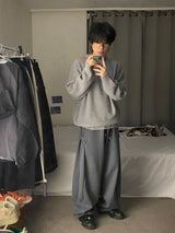 ベーシックハチラウンドムジニット