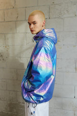 コージーフーデッドアノラックジャケット/BSR2223FWJK087 COZY HOODED ANORAK JACKET HOLOGRAM BLUE