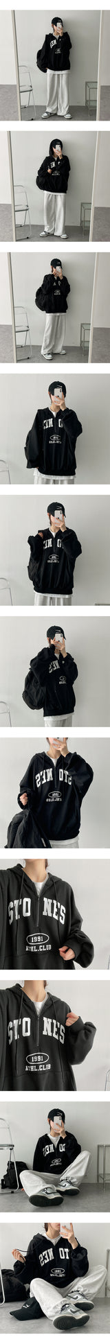 ストーンセミジップアップアノラックフード / Stone semi zip-up anorak Hood