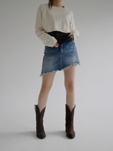 アンバランスデニムスカートプリーツ / no.802 Unbalance Denim Skirt Pants
