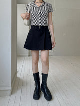 チェッカーボードクロップカラーTシャツ / Checkerboard Crop Collar T-shirt (3color)