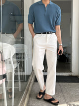 LMNカラーリングハーフジップアップハッチ半袖ニット/LMN Cooling Half Zip-Up Hachi Short-Sleeved Knitwear (9 colors)
