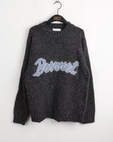 [Wool 10] Beel Bokashi Lettering Boxy Overfit Knit