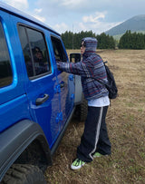パターンフリースフードジャケット