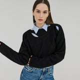 カットアウト２WAYウールクロップトップ / CUT OUT 2-WAY WOOL CROP TOP (BLACK)