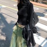 Tough Napping Cutout Slit Goffcore Long-Sleeved HoodieT-Shirt