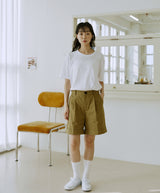 ユニセックスカフハーフパンツ/unisex cuff half pants beige