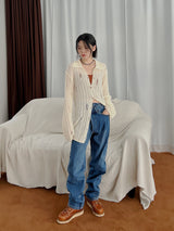 ロングダメージカーディガン / Long Damage Cardigan (3color)