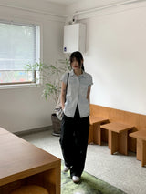 キーフY2Kピンタックポケットストッパーロングワイドカーゴパンツ/ kef Y2K pintuck pocket stopper long wide cargo pants