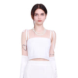 4ウェイマルチトリコットジャージスパンクロップチューブトップ/4-way multi tricot jersey span crop tube top (white)