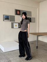 ラッピングスポーティーカットハーフジップアップ半袖Tシャツ