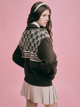 DVRK PRIVÉ MONOGRAM KNITTED ZIP-UP JACKET - DARK GREY
