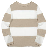 SEE THROUGH BLOCK LONG SLEEVE KNIT [BEIGE]