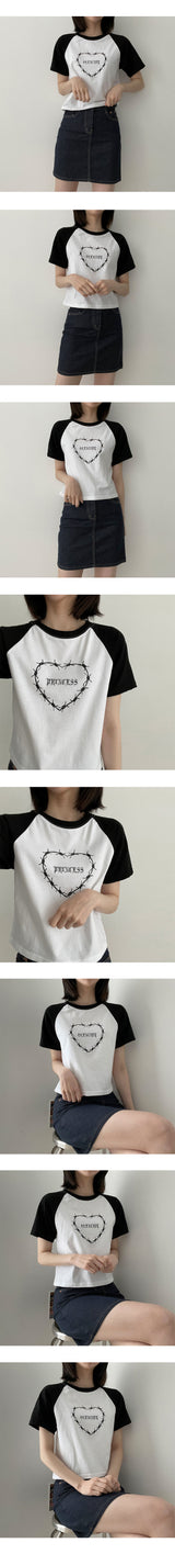 プリンセスラグランショートスリーブTシャツ / Princess raglan short-sleeved T-shirt