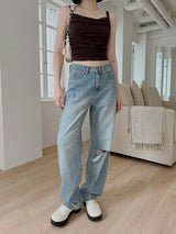 シルキードレープシャーリングスリーブレス / Silky Drape Shirring Sleeveless (2color)