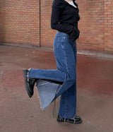 ワイドフィットスリットデニムパンツ/WIDE FIT SLIT MEDIUM BLUE DENIM PANTS [16634]