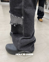 ウェーブワイドワイドブラックデニムパンツ/No.9609 wave widewide black denim PT
