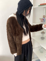 She's double button angora cardigan