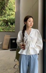 レースアップブラウス /  laceup white blouse