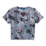 カートゥーンメッシュシースルークロップTシャツ