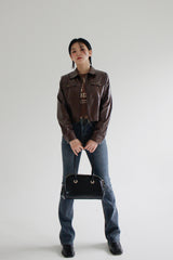 レザージップアップジャケット / Leather Zip-Up Jacket (2color)