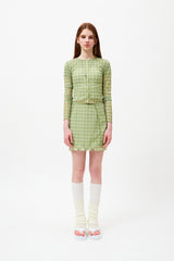 スモールチェリーシースルーパターンカーディガン / SMALL CHERRY SEE THROUGH PATTERN CARDIGAN [LIME]