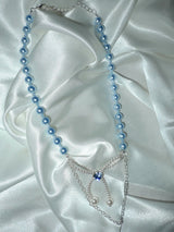Blue Ribbon Chain Necklace