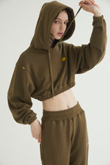 SM:]E CROP HOODIE KHAKI (6608592535670)