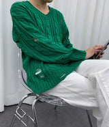 ウィステッドダメージニット/SK wisted damage knitwear (4 colors)