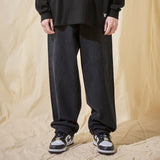 ワイドテーパードレトロデニムパンツブラック/Wide Tapered Retro Denim Pants Black (6683369767030)