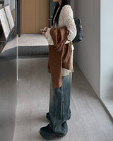 Side stitch denim pants