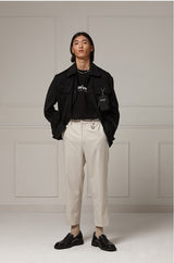 Suede wide pocket jacket - Black (4618121937014)