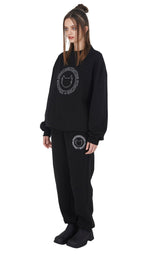 サークルグリッターロゴジョガーパンツ/[IPT007-1] CIRCLE GLITTER LOGO JOGGER PANTS BLACK