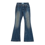 Scratch boots cut denim pants