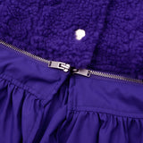 [WOMEN] Faux-Shearling Detachable Skirt Trucker Jacket (Purple) (6656348520566)