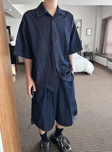 No.0273 denim string half SHIRT