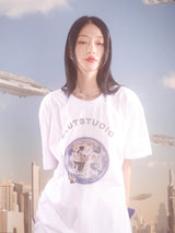 0 1 cat planet t-shirt - WHITE (6567587086454)