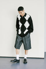 デニムワイドカーブフィット2タックバルミューダパンツ / DENIM WIDE CURVE FIT TWO TUCK BERMUDA PANTS BLACK